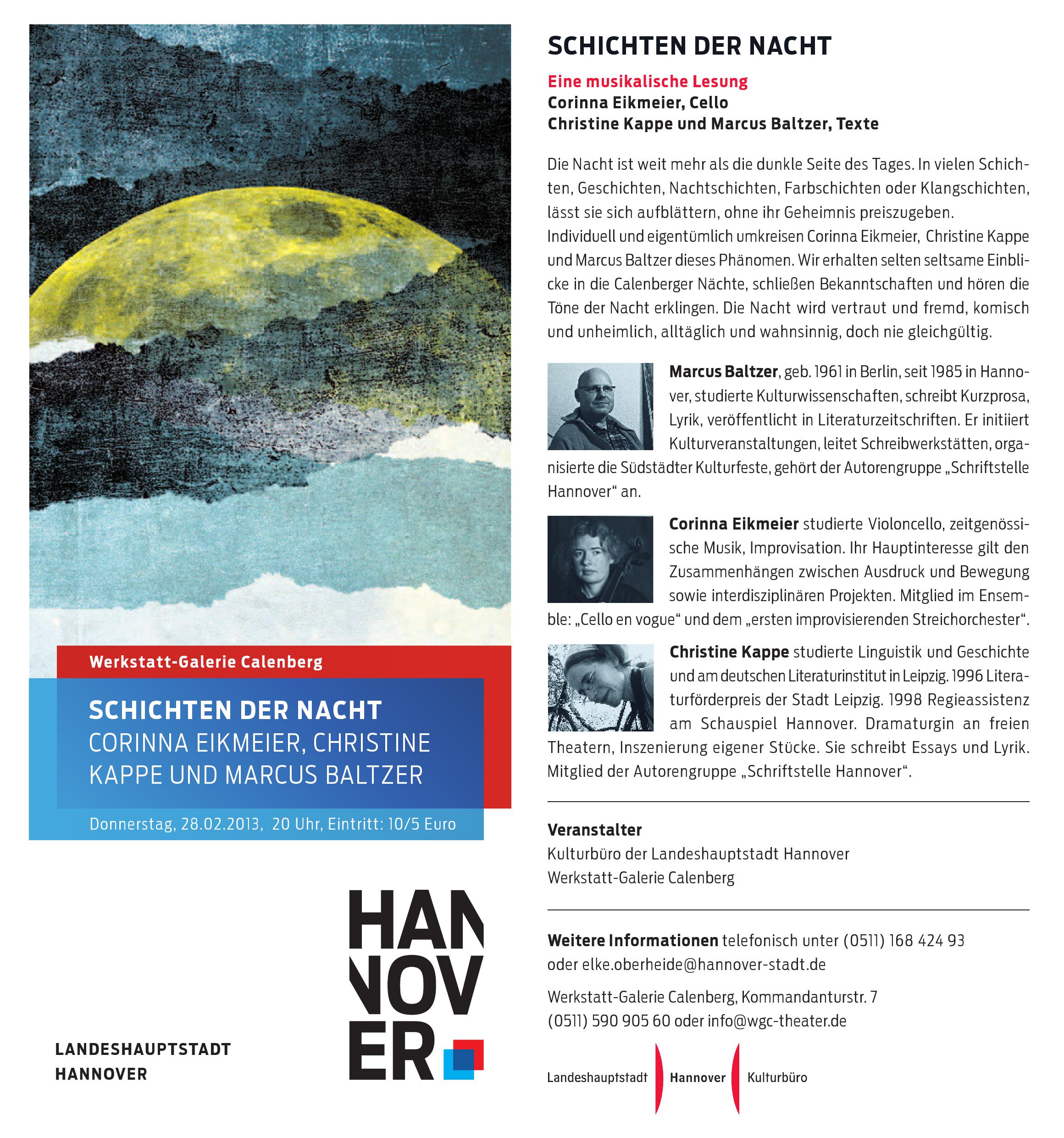 Flyer "Schichten der Nacht"