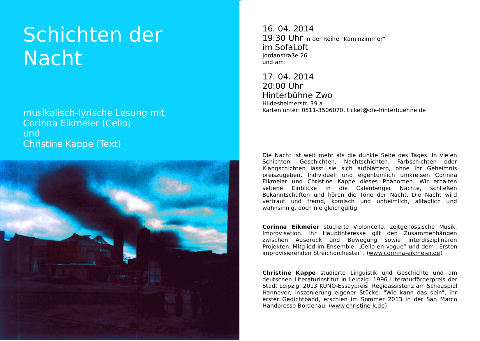Flyer "Schichten der Nacht"